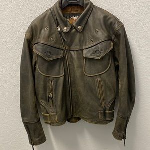 Harley-Davidson Billings brown distressed leather jacket. Size large